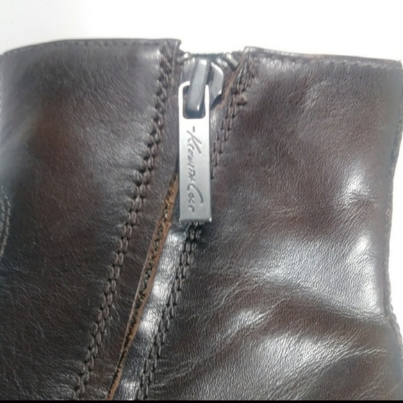 Kenneth Cole Mahogany "Dry Run" Modern Short Boot Square Ankle Brown Leather 9 - Picture 3 of 8